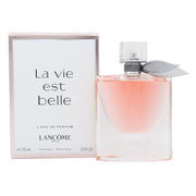 Lancome La Vie Est Belle Eau de Parfum 75 ml fra Lancôme – glasflakon med buet firkantet form og sølvgrå sløjfe ved halsen