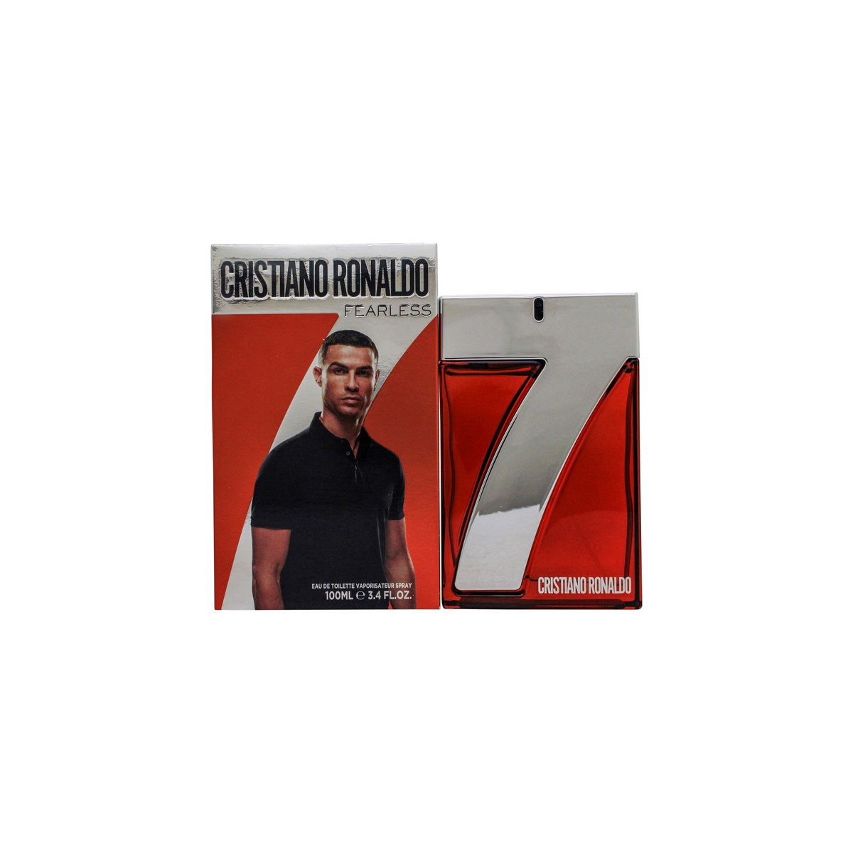 Cristiano Ronaldo CR7 Fearless Eau de Toilette 100ml, Cristiano Ronaldo, 100 ml flakon i sort og rød med kantet glas og CR7-logo