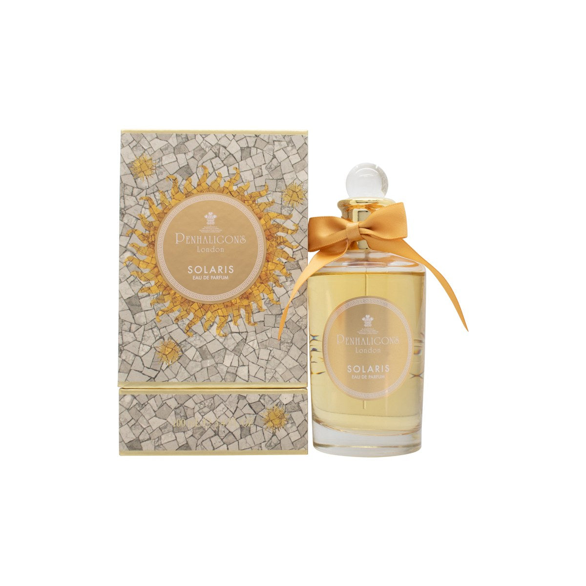 Penhaligon's Solaris Eau de Parfum 100 ml fra Penhaligon's – klar glasflakon med gylden solformet låg og ravfarvet væske
