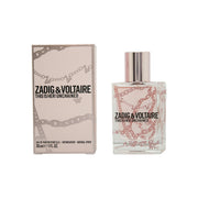 Zadig & Voltaire This Is Her! Unchained Eau de Parfum 30 ml, hvid mat flakon med sort spraytop og rå, brudt grafisk tekst