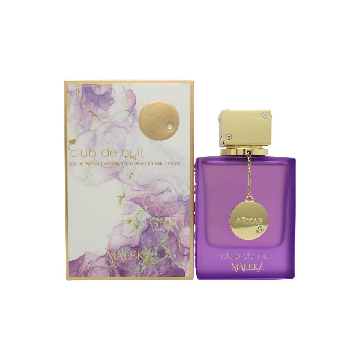 Armaf Club De Nuit Maleka Eau de Parfum 105 ml fra Armaf i mat sort flakon med gulddetaljer og geometrisk låg