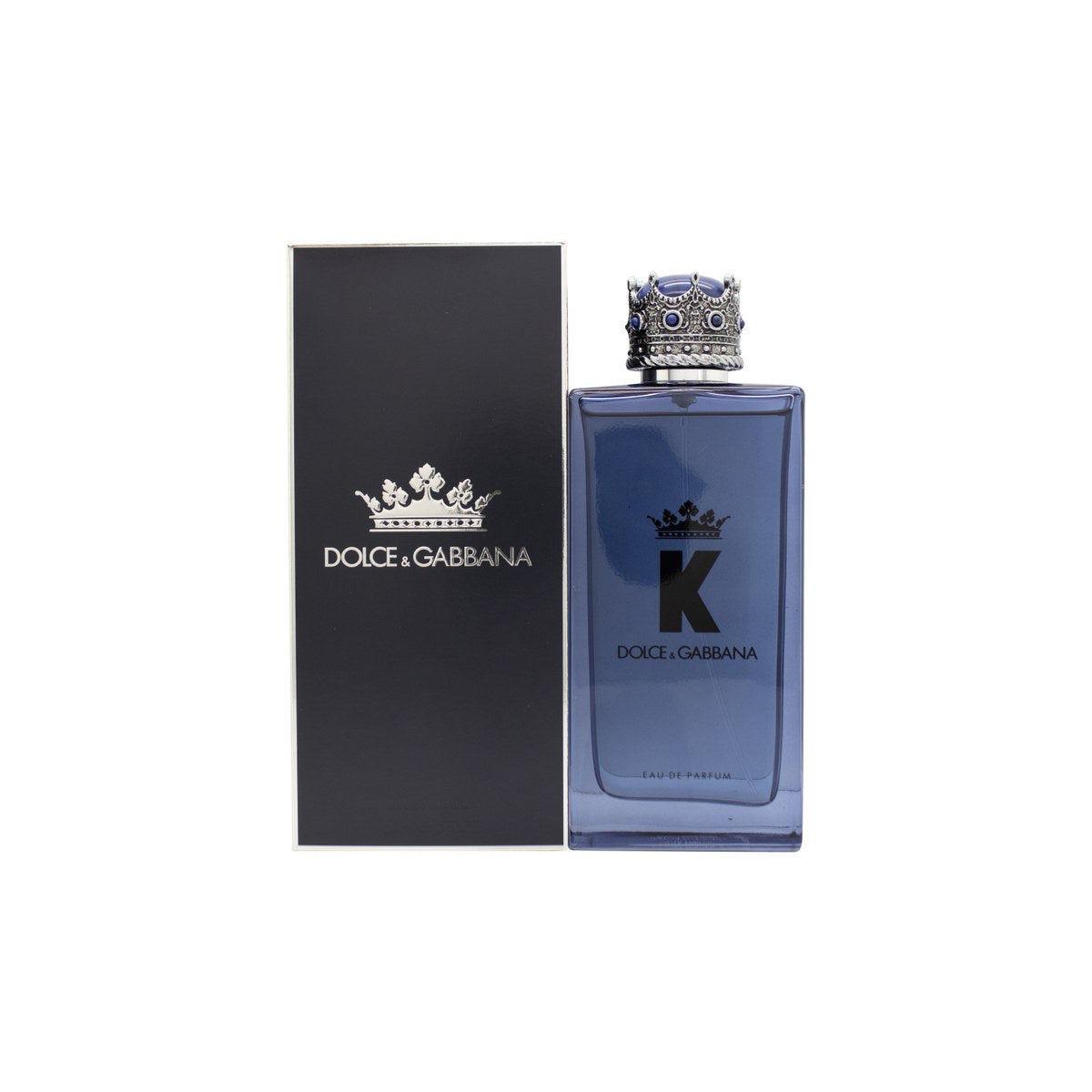 Dolce & Gabbana K Eau de Parfum 150 ml fra Dolce & Gabbana, mørkeblå glasflakon med kongekronelåg i sølv