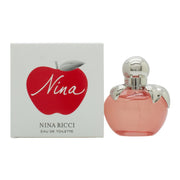 Nina Eau De Toilette Nina Ricci 30 ml i rød æbleformet flakon med blank overflade og sølvblade, eventyrligt design