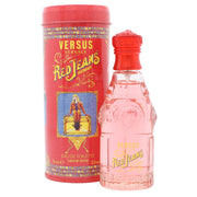Red Jeans Eau De Toilette Versace 75 ml – rød glasflaske med kurvet retroform og illustration af blond pige i røde jeans
