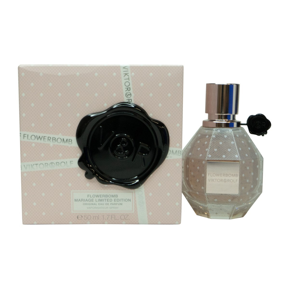 Viktor & Rolf Flowerbomb Mariage Eau de Parfum 50 ml, Viktor & Rolf – facetsleben granatflakon i rosa glas med sort detalje