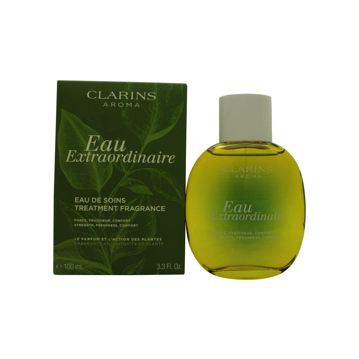 Clarins Eau Extraordinaire Treatment Fragrance 100 ml – slank rosa glasflaske med hvidt låg og afrundet form