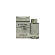 Mont Blanc Explorer Platinum Eau de Parfum 100 ml, Mont Blanc – sølvfarvet riflede flakon med sort låg og minimalistisk design