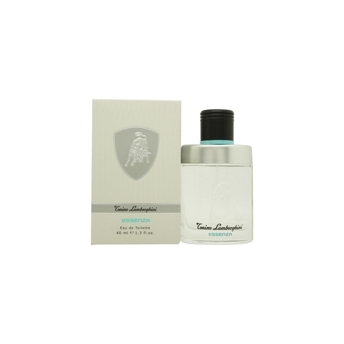 Lamborghini Essenza Eau de Toilette 40 ml, Lamborghini, 40 ml flakon i sort kantet glas med gul tyr-logo og sølv låg