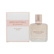 Givenchy Irrésistible Eau de Toilette Fraiche 35 ml – klar glasflakon med lyserød duft, afrundet form og sølvfarvet låg