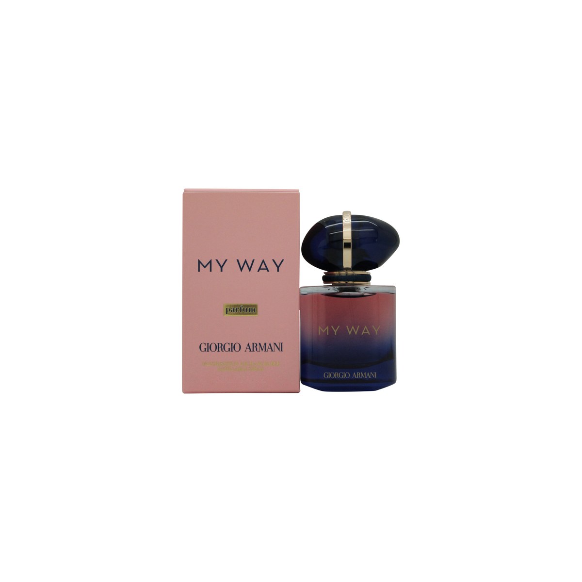 Giorgio Armani My Way Parfum Eau de Parfum 30 ml – rosa glasflakon med mørkeblå rund hætte og gylden ringdetalje
