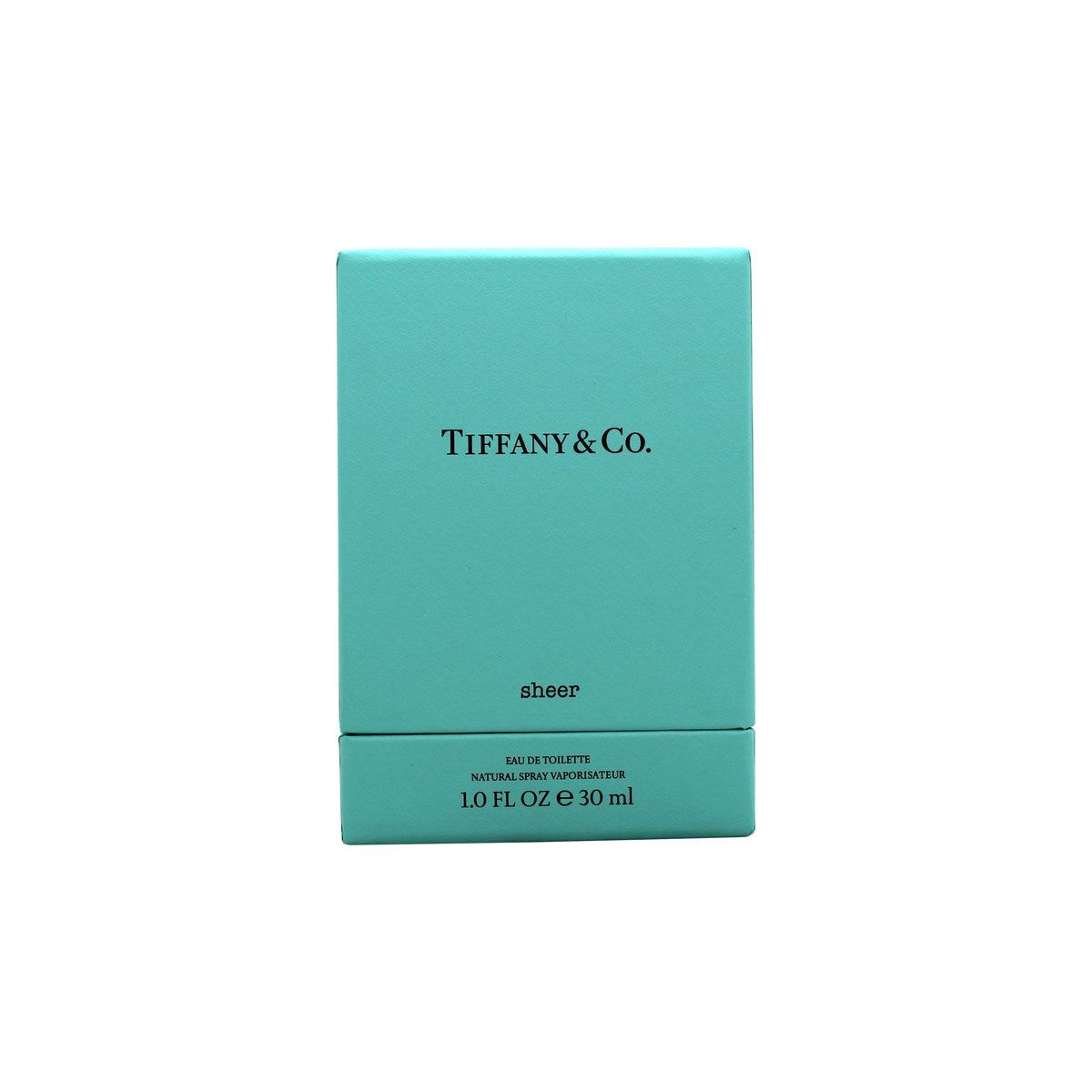 Tiffany & Co Sheer Eau de Toilette 30 ml – lyseblå rektangulær glasflaske med sølvfarvet låg og enkel, elegant form