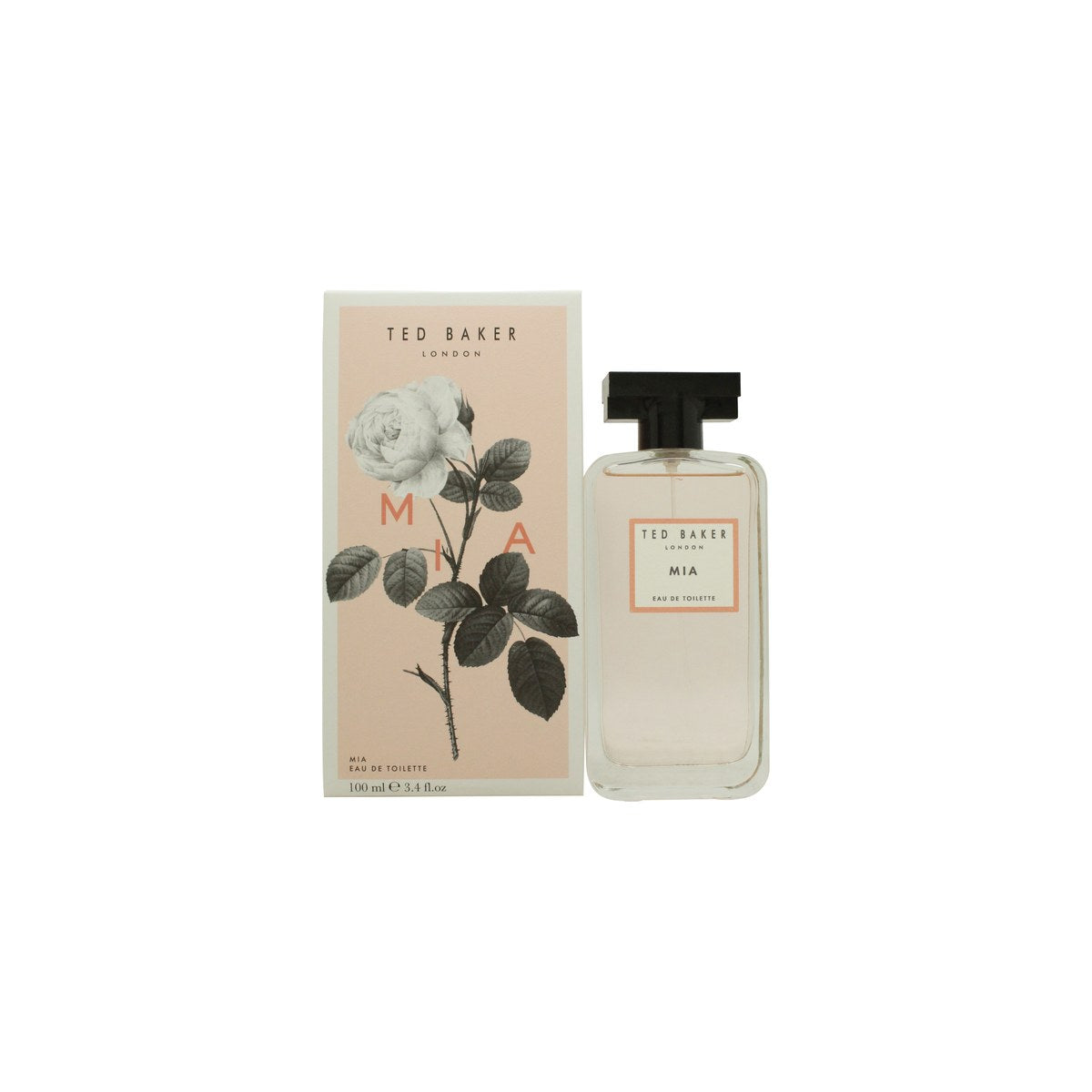 Ted Baker Mia Eau de Toilette 100ml – Ted Baker 100 ml flakon i facetslebet glas med sart rosa duft og rosaguldlåg