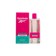Reebok Inspire Your Mind Woman Eau de Toilette 100ml i klar glasflaske med lyserød væske og sølvfarvet låg, enkelt design