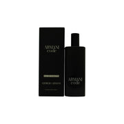 Giorgio Armani Armani Code Eau de Toilette 15 ml, mørkeblå slank cylindrisk glasflakon med sort spraytop og sølvlogo.
