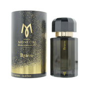 Ramon Monegal Bravo Eau de Parfum 50 ml – klar glasflaske med ravfarvet duft, sort hestemotiv og sort firkantet låg