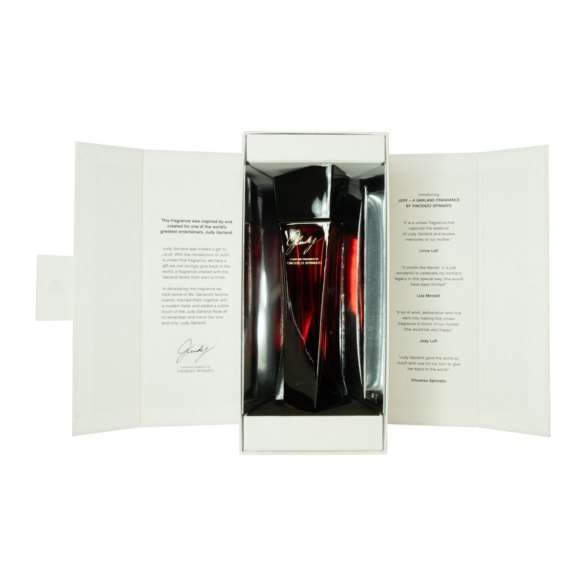 Judy Garland Judy Eau de Parfum 90 ml, klassisk glasflaske med guldunderskrift og sort kvast på halsen