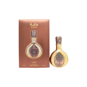 Lattafa Masa Eau de Parfum 100 ml fra Lattafa i gylden, rektangulær flakon med sort kork og elegant etiket.