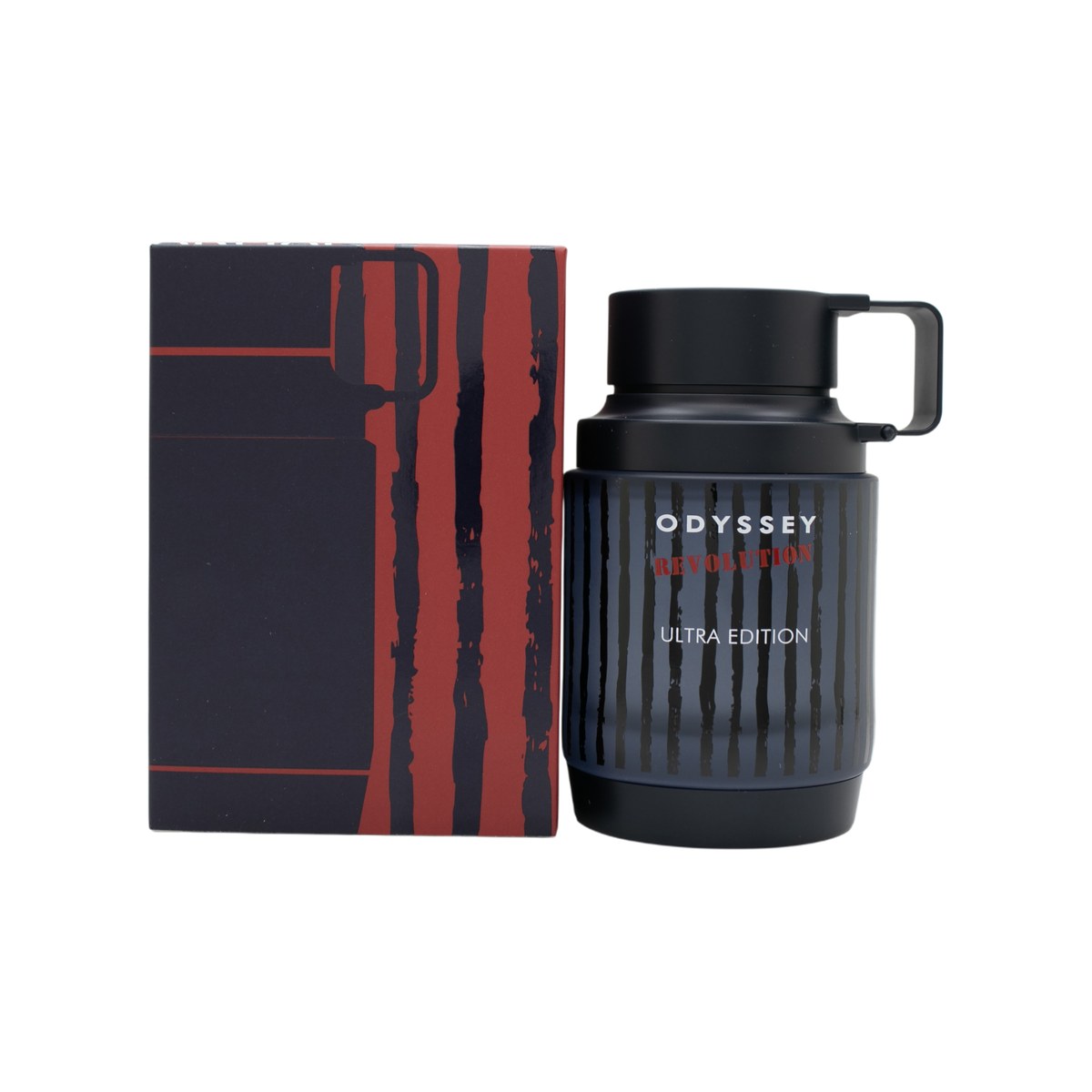 Armaf Odyssey Revolution Eau de Parfum 100ml, Armaf, 100 ml – sort cylindrisk flakon med rød detalje og sølvfarvet låg