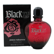 Paco Rabanne Black XS Eau de Toilette 80 ml, sort og rød flakon med rund form og grafisk typografi