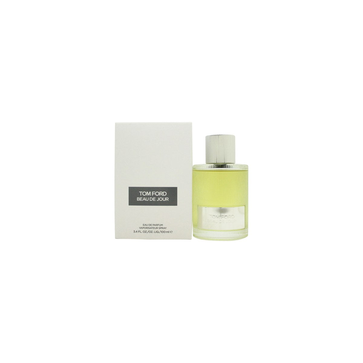 Tom Ford Beau De Jour Eau De Parfum, Tom Ford, 100 ml – mørkegrøn rillet glasflaske med sølvlabel og cylindrisk form