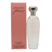 Estee Lauder Pleasures Eau de Parfum, Estée Lauder, 100 ml klar glasflakon med sølvfarvet låg og bløde linjer