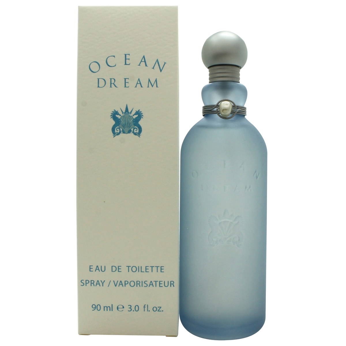Giorgio Beverly Hills Ocean Dream Eau de Toilette 90 ml – slank klar glasflaske med blåt skær og sølvfarvet kork