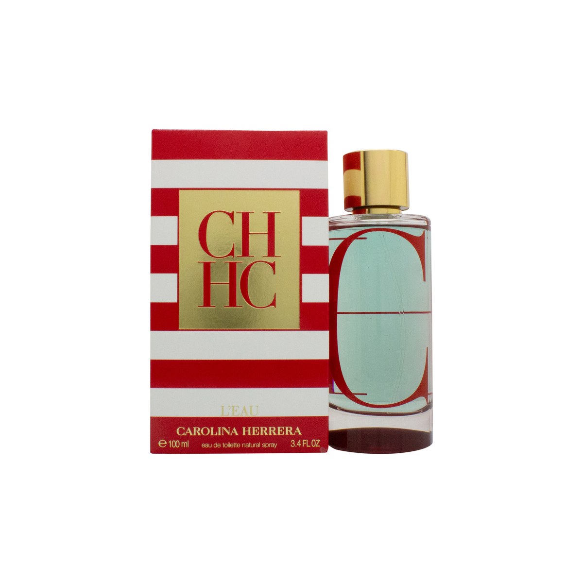 Carolina Herrera CH L'Eau 2017 Eau de Toilette 100 ml, Carolina Herrera – lyserød glasflakon med sølvtop og rød CH charm
