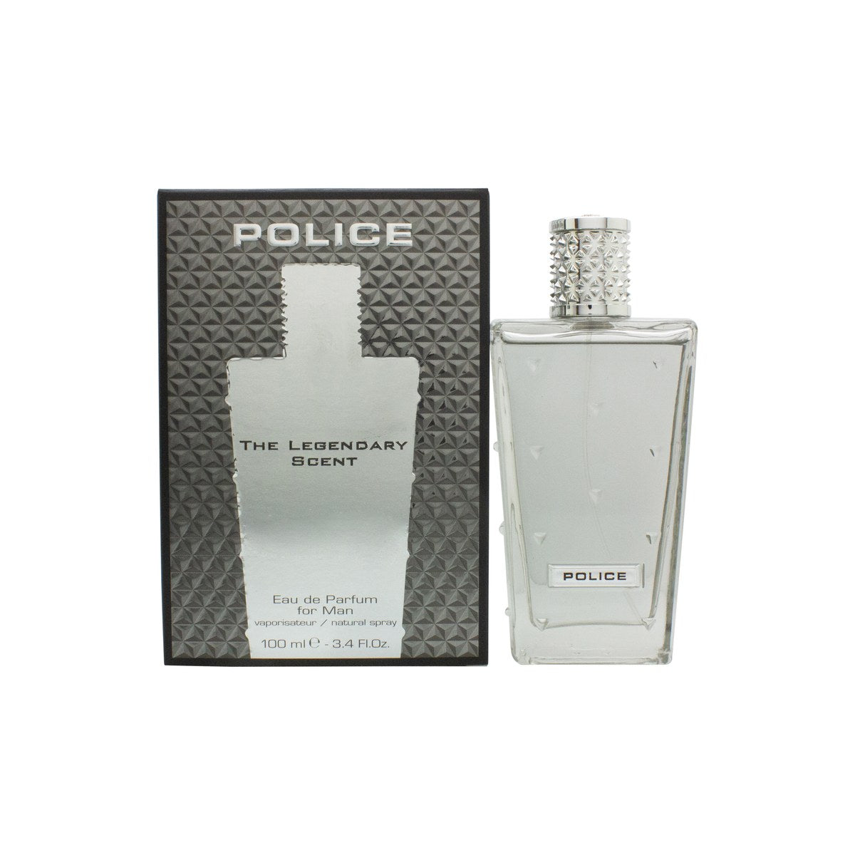 Police Legend For Man Eau de Parfum 100 ml fra Police, mørkeblå flakon med sølvørn og sort låg