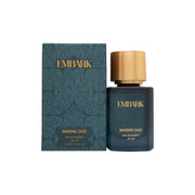 Embark Marine Oud Eau de Parfum Embark 50 ml flaske i mørkeblåt glas med sølvfarvet låg og minimalistisk etiketdesign