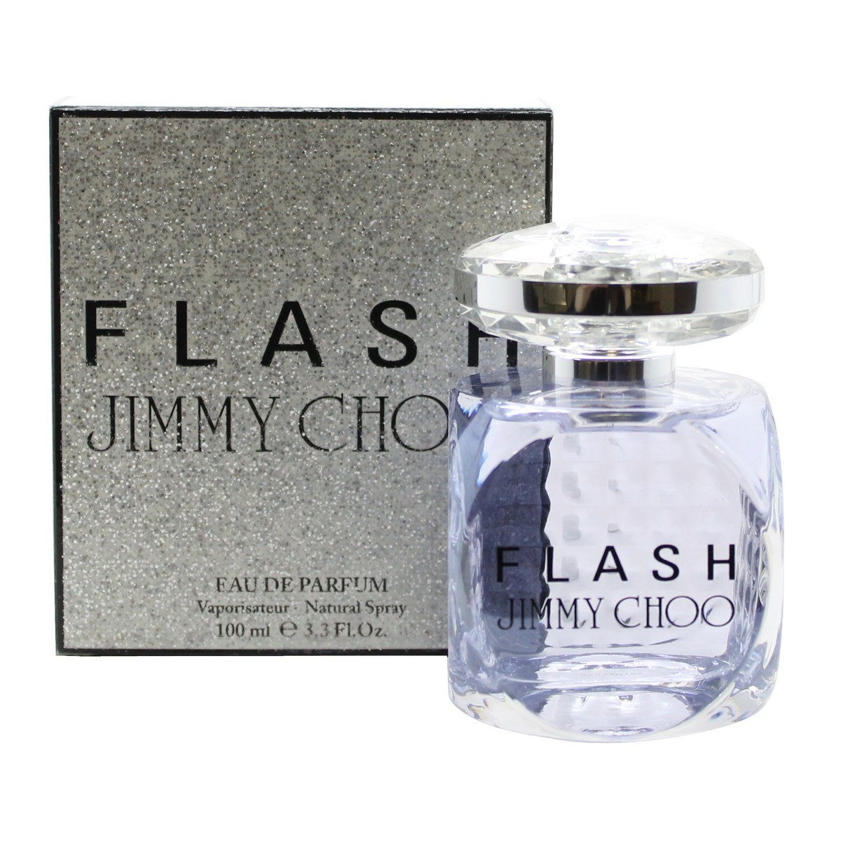 Jimmy Choo Flash Eau de Parfum 100 ml fra Jimmy Choo – facetsleben glasflakon i lilla med sølvfarvet låg