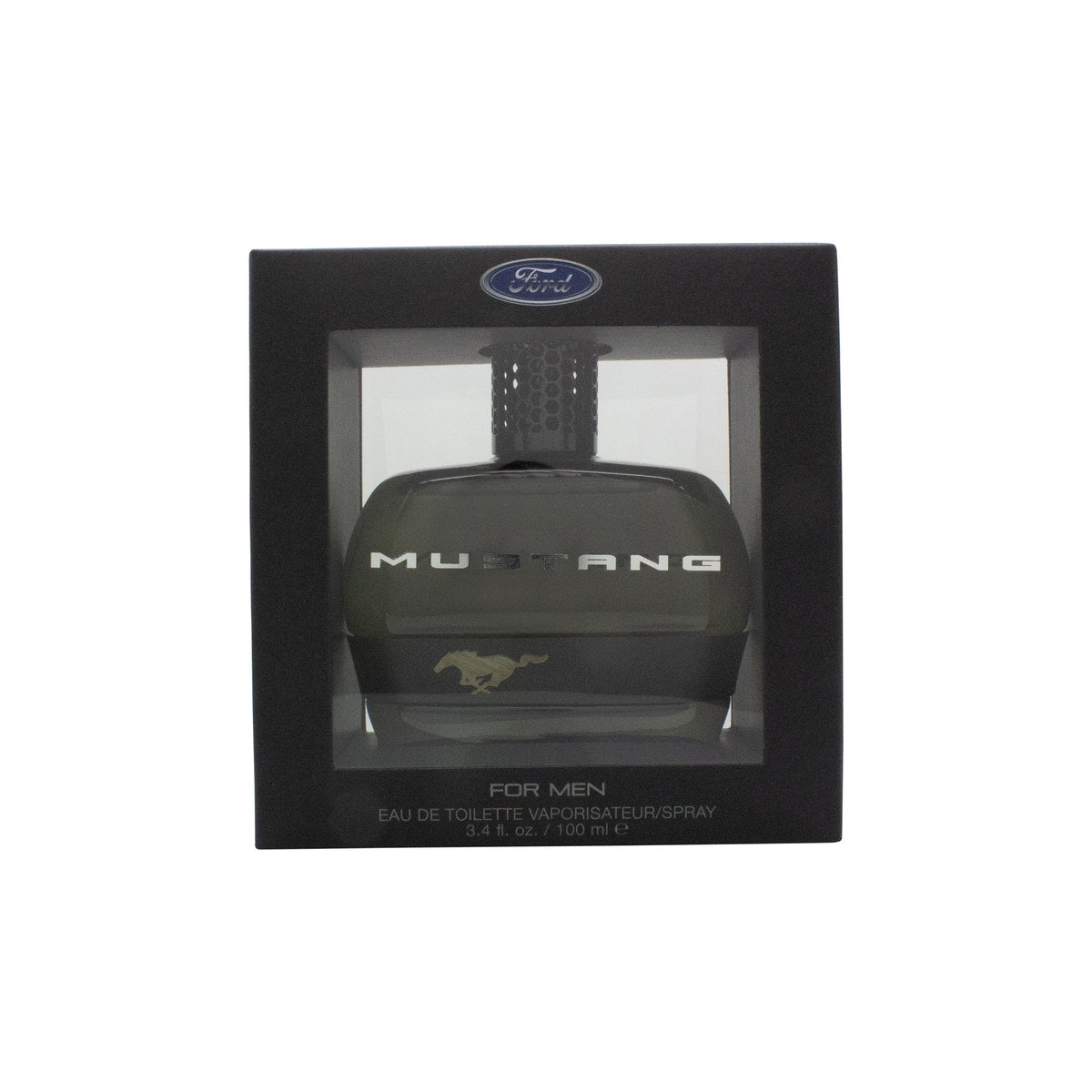 Mustang Black Eau de Toilette 100ml fra Mustang, 100 ml mørk sort glasflaske med kantet form og sølvlogo