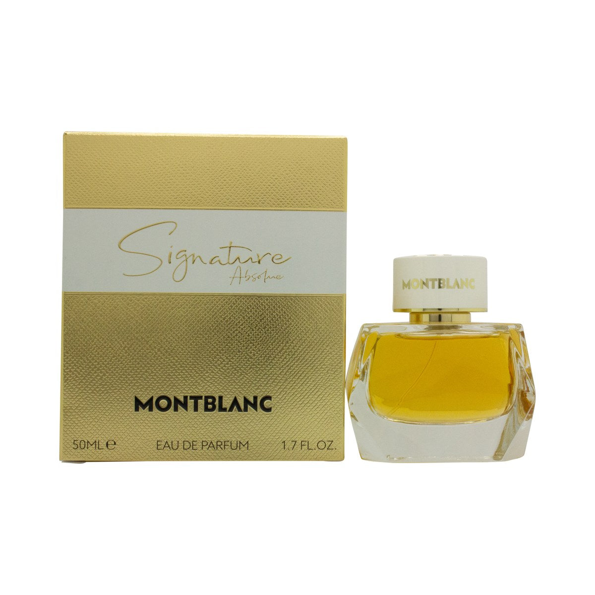 Mont Blanc Signature Absolue Eau de Parfum 50 ml oval gylden flakon med blank guldkap og minimalistisk logo