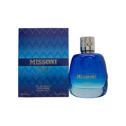 Missoni Missoni Wave Eau de Toilette 100 ml – blåtonet glasflakon med bølgende mønster og sort hætte