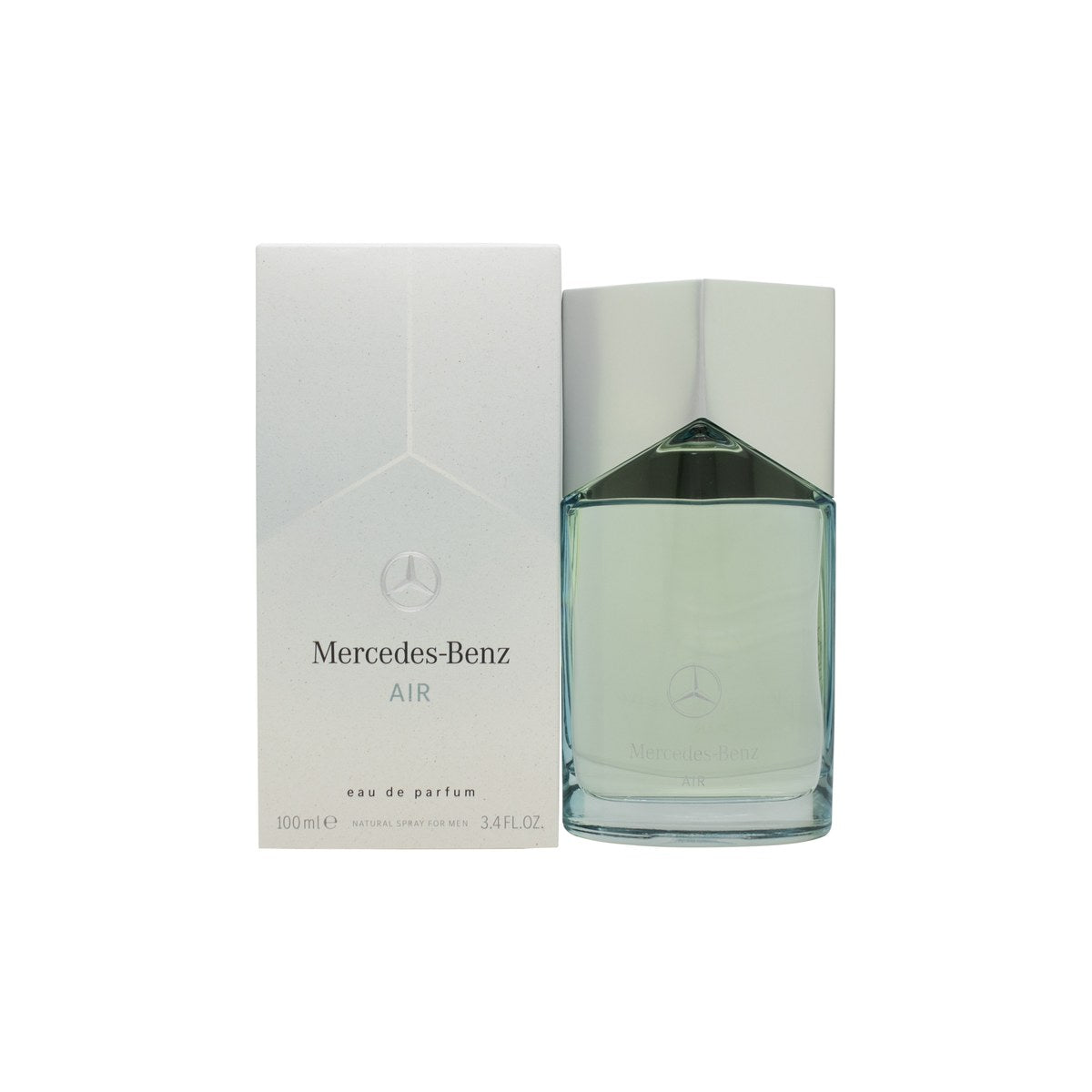 Mercedes-Benz Mercedes-Benz Air Eau de Parfum 100 ml, klar glasflakon med sølvhals og lyseblå tonet bund