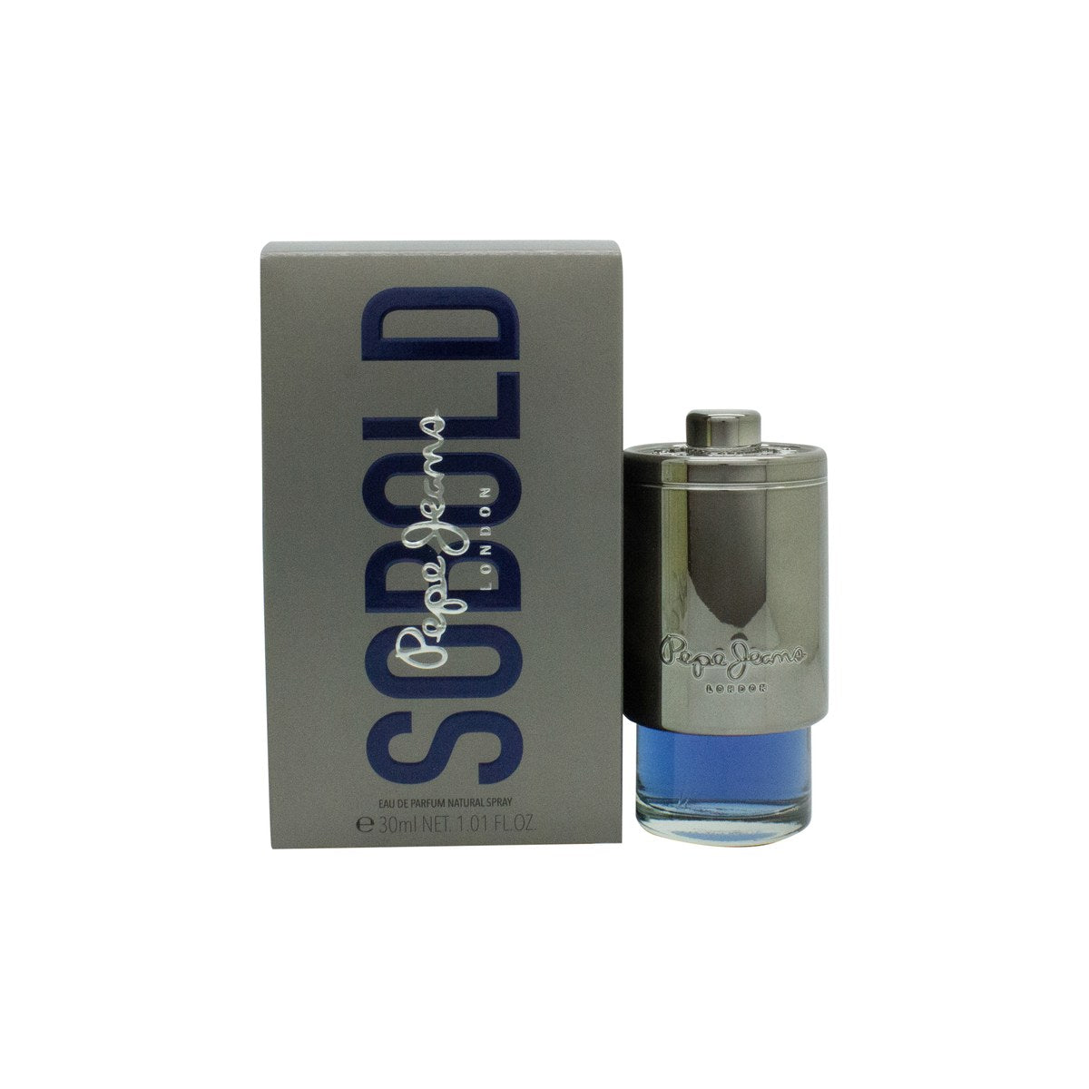 Pepe Jeans So Bold Eau de Parfum 30 ml fra Pepe Jeans, sort cylinderformet flakon med guldhætte og grafisk logo.