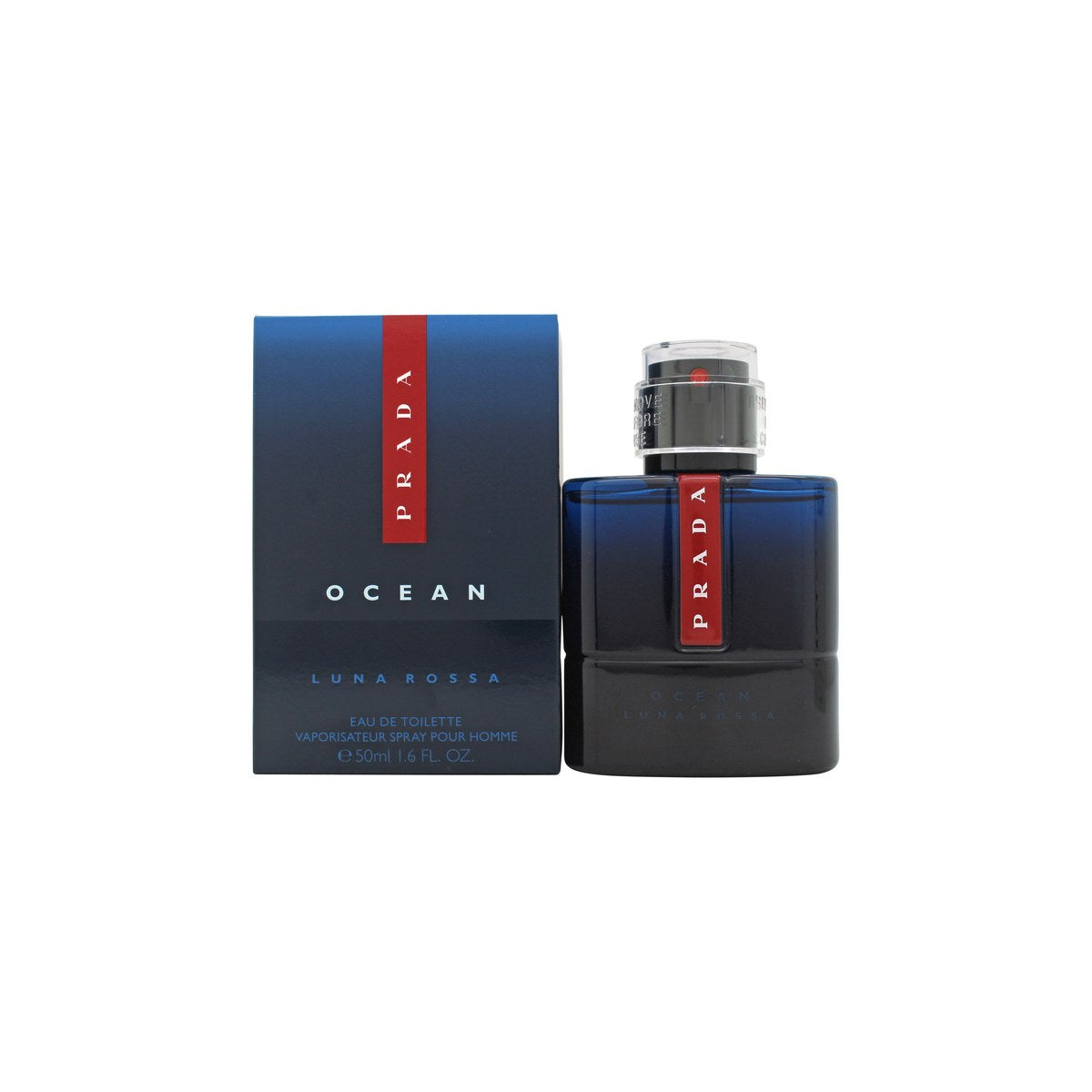 Prada Luna Rossa Ocean Eau de Toilette 50 ml fra Prada – mørkeblå flakon med sort gradient og rød logo-detalje