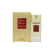 Ambre Rouge Eau De Parfum Alyssa Ashley 30 ml, klar rektangulær glasflakon med dybrød duftvæske og sort spraylåg