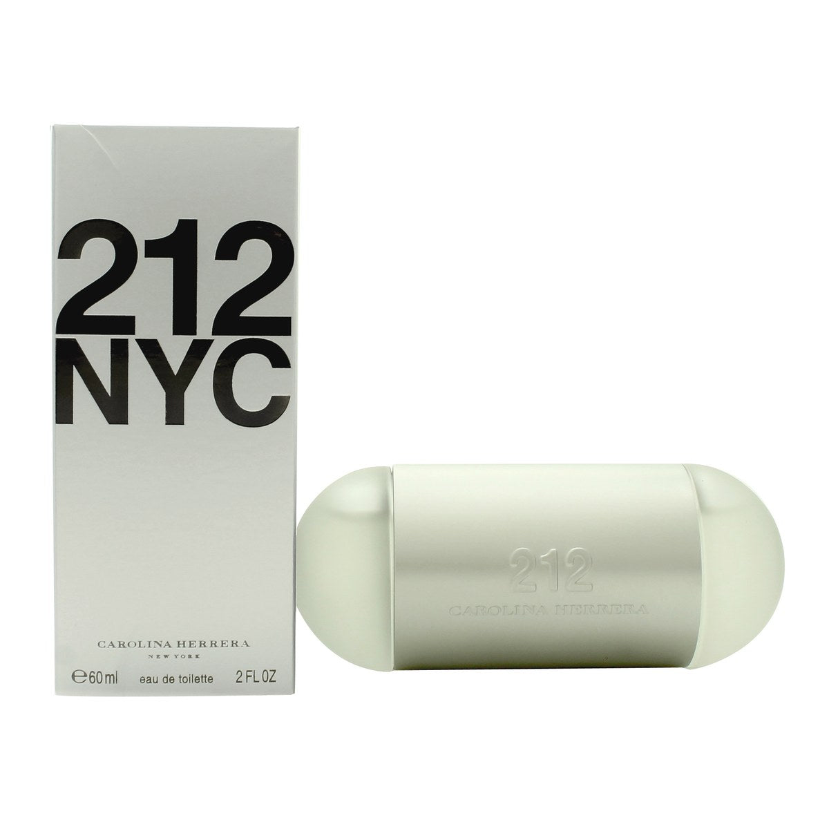 Carolina Herrera 212 Femme Eau de Toilette 60 ml, cylindrisk sølvfarvet flakon med afrundet top og rosa inderflakon