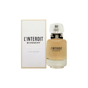 Givenchy L'Interdit (2022) Eau de Toilette 50 ml fra Givenchy i klar, firkantet glasflakon med sølvhals og hvid etiket.