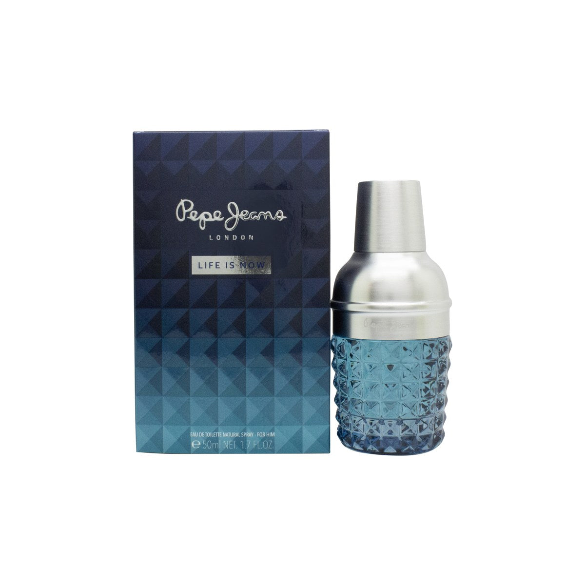 Pepe Jeans For Him Eau de Toilette 50 ml fra Pepe Jeans, cocktailshaker-formet flaske i mørkeblåt glas med sølv låg