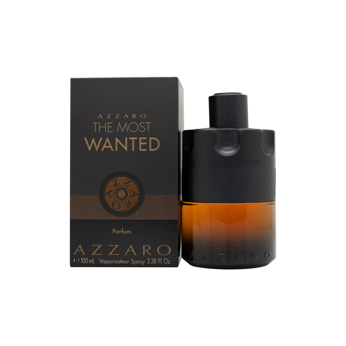 Azzaro The Most Wanted Eau de Parfum 100 ml – sort riflet flakon med cylinderform og sort låg i maskulint design