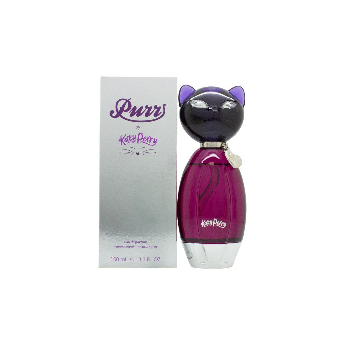 Katy Perry Purr Eau de Parfum 100 ml Katy Perry, lilla katteformet flakon med metallisk glans og sølvdetaljer