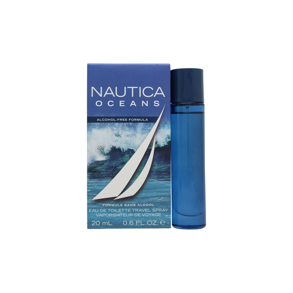 Nautica Oceans Eau de Toilette 20 ml fra Nautica – klar blå glasflakon med sølvfarvet sprayhoved og maritimt udtryk
