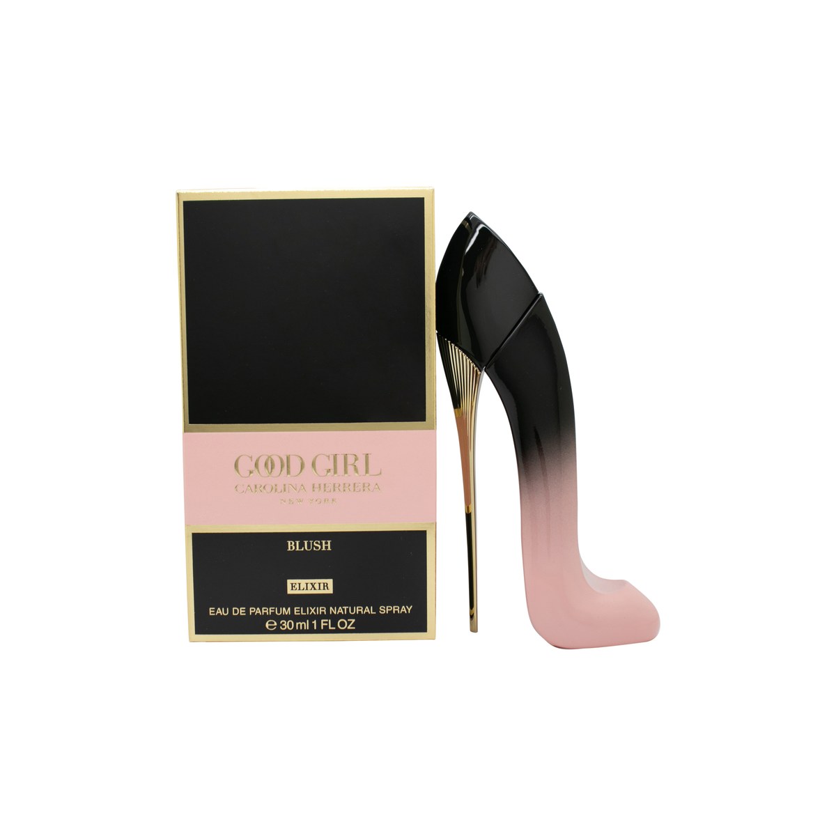 Good Girl Blush Elixir Eau De Parfum, Carolina Herrera, 30 ml – stilettoformet flakon i rosa ombré med blank guldfarvet hæl