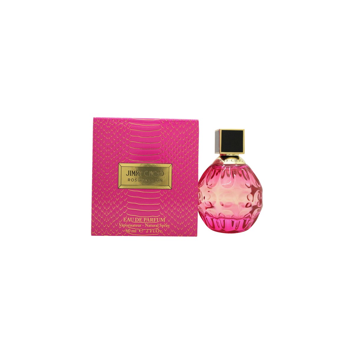 Rose Passion Eau De Parfum, Jimmy Choo, 60 ml – facetteret rosa flakon med juvellignende design og elegant silhuet