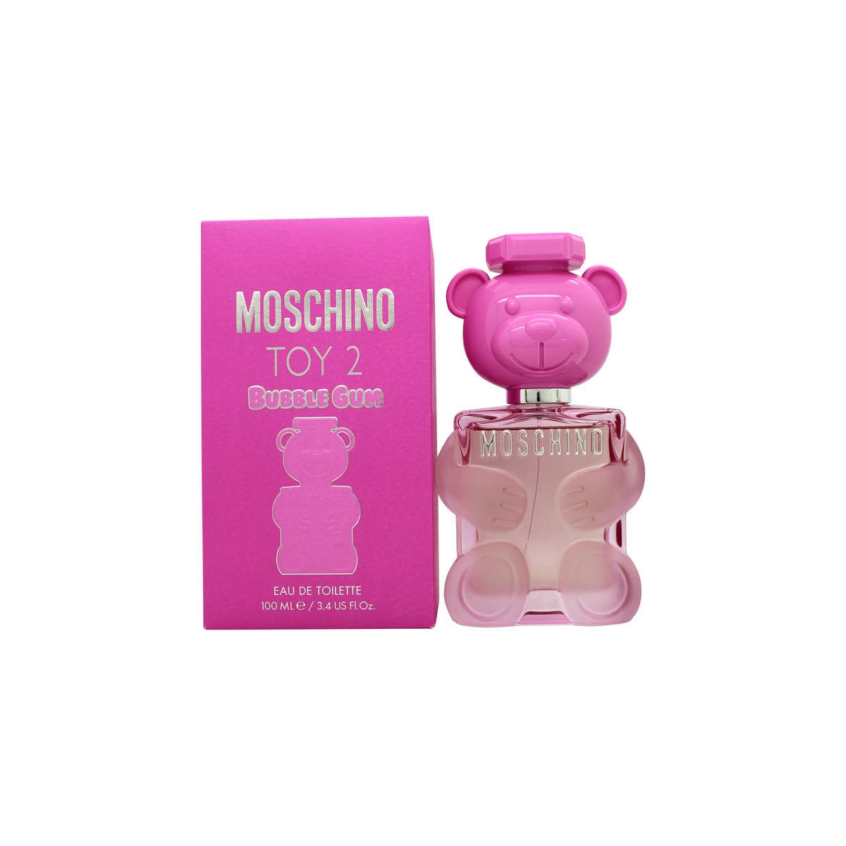 Moschino Toy 2 Bubble Gum Eau de Toilette 100 ml fra Moschino – lyserød, bamseformet glasflakon med sølvlåg