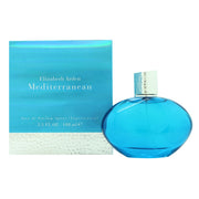 Mediterranean Eau De Parfum Elizabeth Arden 100 ml, oval dybblå parfumeflaske med enkelt design og maritim stemning