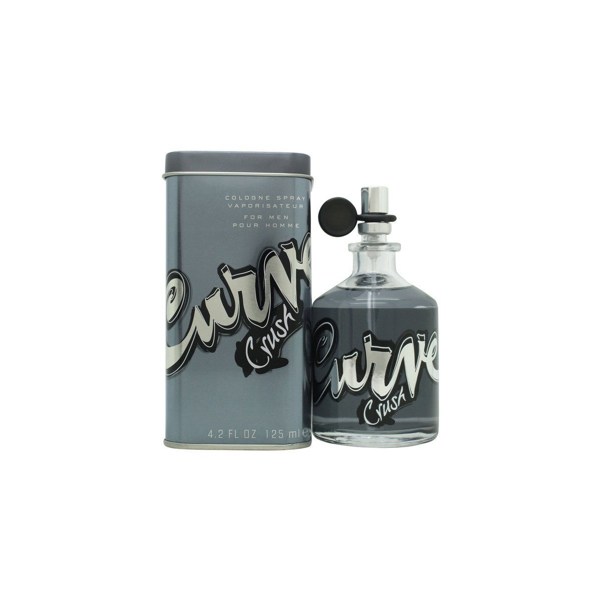 Liz Claiborne Curve Crush for Men Eau de Cologne 125 ml, blå buet glasflaske med sølvfarvet låg og dynamisk design