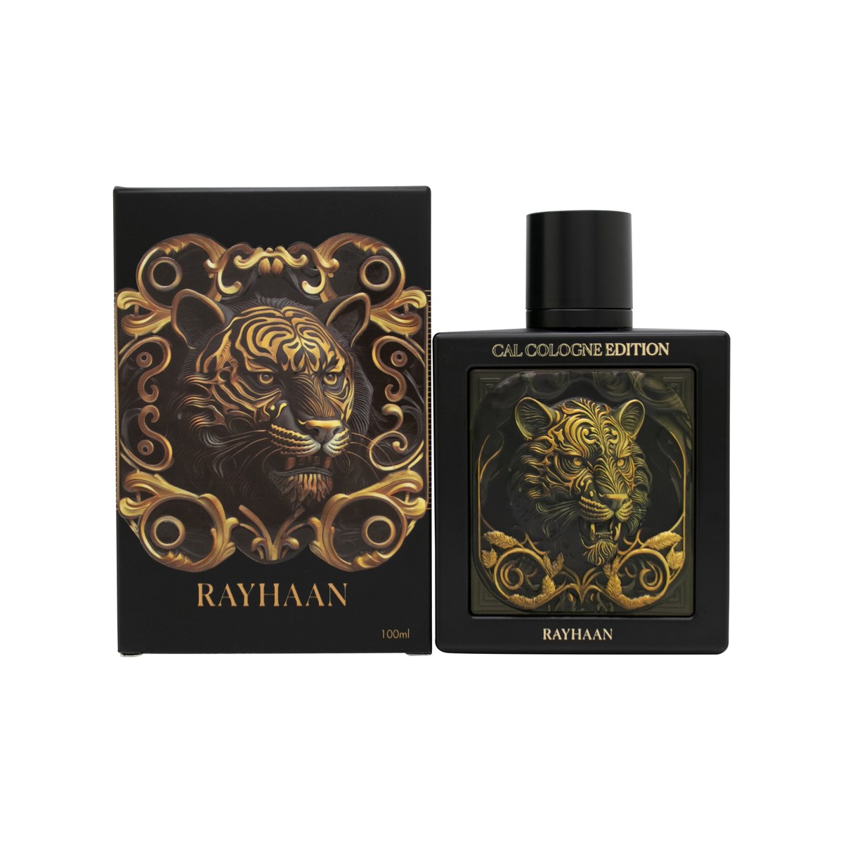 Rayhaan Tiger Cal Cologne Edition Eau de Parfum 100 ml Rayhaan – sort flakon med gyldne detaljer