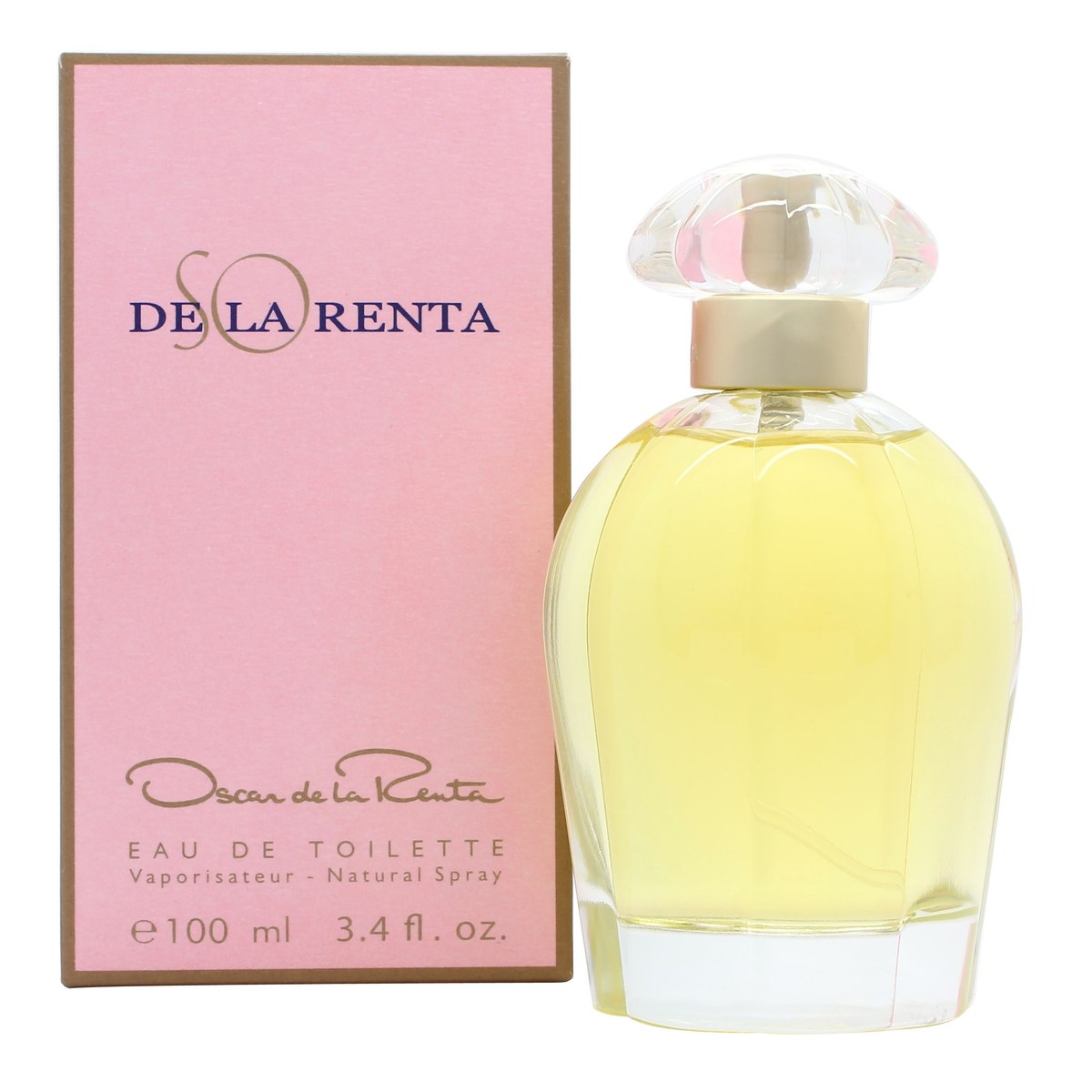 Oscar De La Renta So de la Renta Eau de Toilette 100 ml i rund, klar glasflakon med guldfarvet låg og lys gylden væske